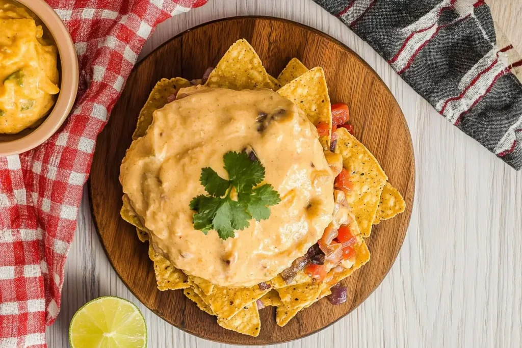 This image would be ideal for the "Best Ways to Serve Smoked Queso" subsection under the "Serving and Storing Smoked Queso" section, as it showcases a serving suggestion with tortilla chips.