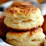 Golden, fluffy gluten-free biscuits stacked on a rustic kitchen towel, showcasing their flaky layers and inviting, homemade texture.